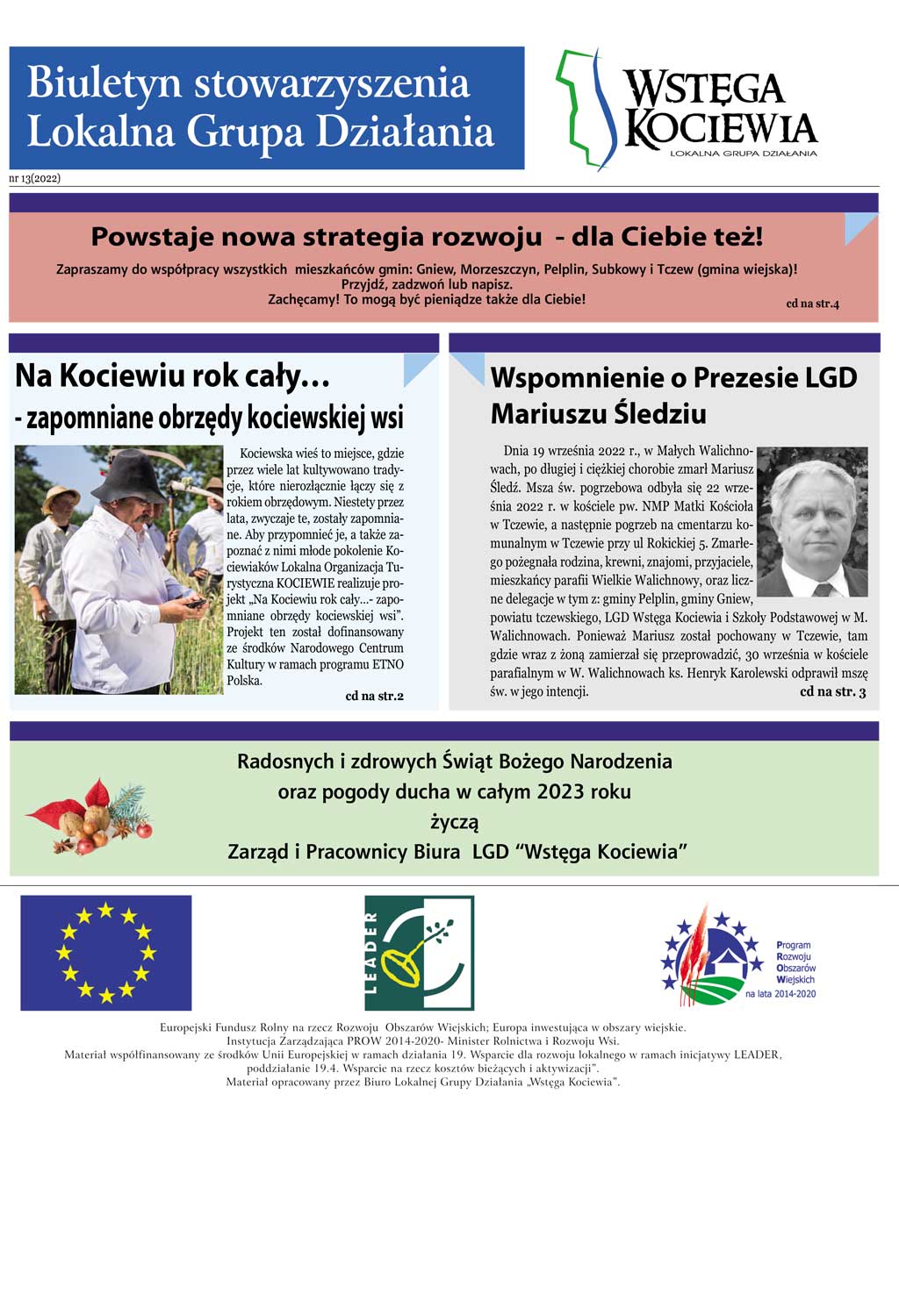 Biuletyn LGD Wstęga Kociewia nr 13 grudzień 2022