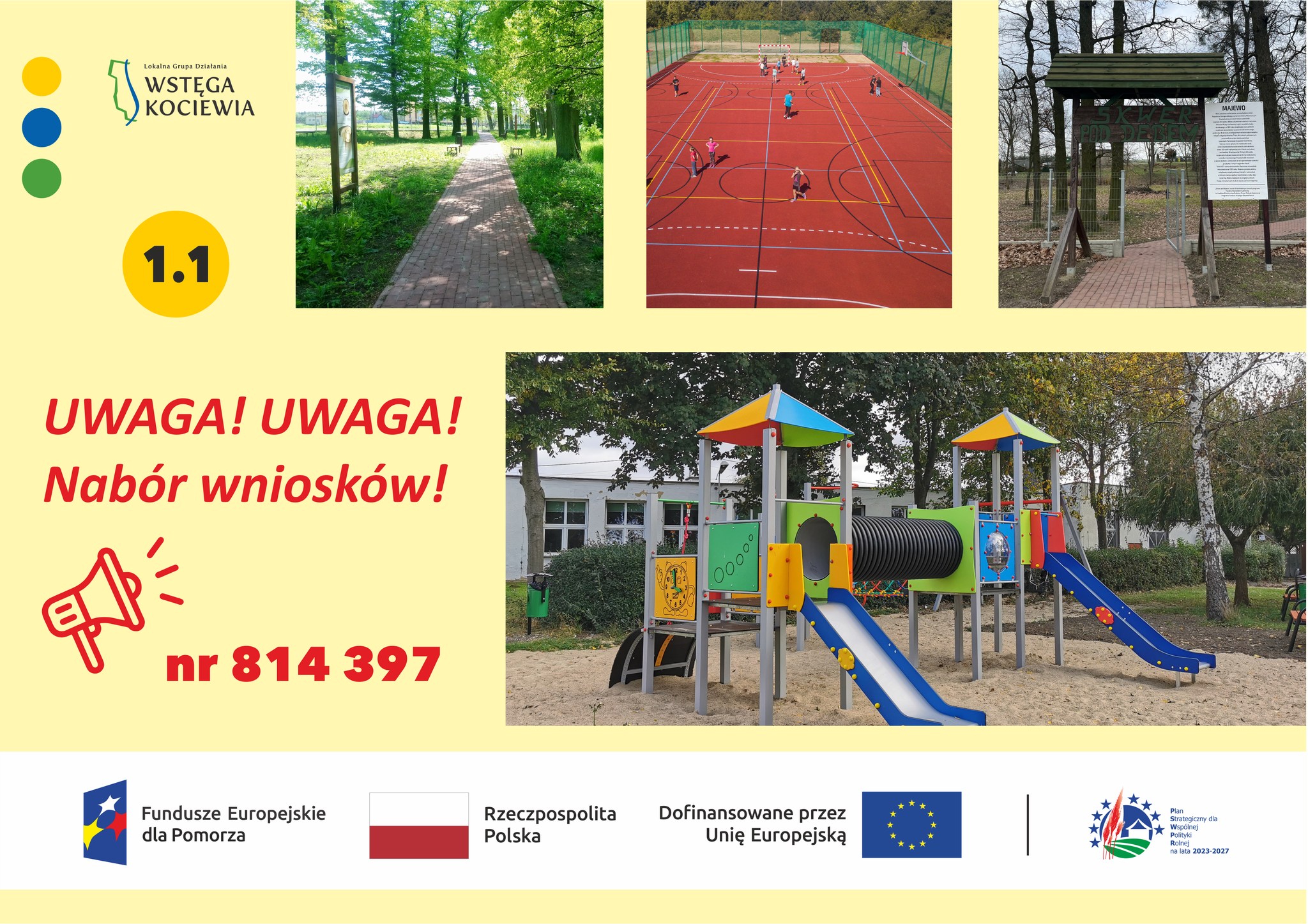 Ogłoszenie o&nbsp;naborze wniosków numer 814 397 dla przedsięwzięcia 1.1